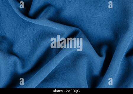 Abstract fabric texture in blue. Trend shade. Top view. Copy space Stock Photo