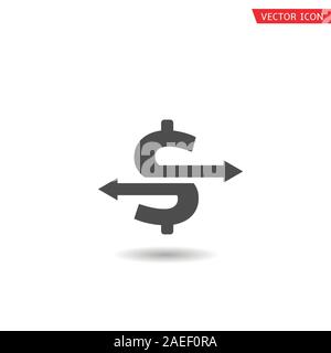 Exchange office symbol. Money transfer icon. Dollar sign with arrows, refresh symbol Vector Stock Vector