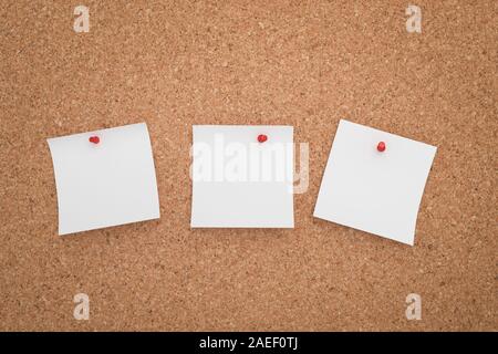 Cork board with empty note papers for noticing. Stock Photo