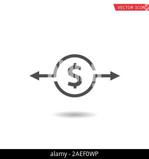 Money transfer icon. Exchange office sign, Dollar sign with arrows, refresh symbol Vector Stock Vector