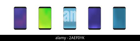 Smartphone icons. Smartphones with colored screens. Vector Stock Vector