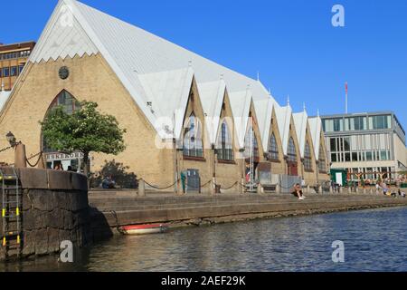 Feskekörka, the indoor fish market designed by Victor von Gegerfelt, in Gothenburg city centre in Sweden, during the summer. Stock Photo