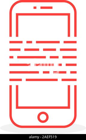 red thin line phone like ebook or messaging Stock Vector