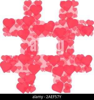 hashtag logo from hearts isolated on white Stock Vector
