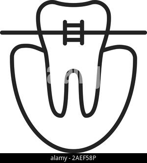 thin line icon of dental braces Stock Vector