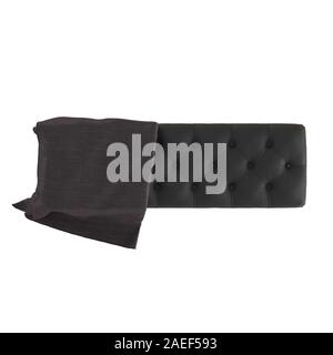 Black leather upholstered bench on isolated background. 3d rendering Stock Photo