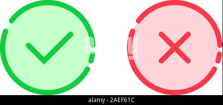 linear check mark icon like tick and cross Stock Vector