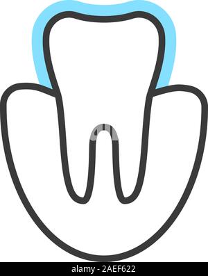 thin line icon of tooth extension or protection Stock Vector