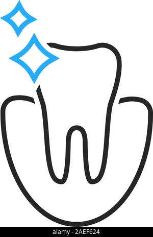 thin line icon of dental clean Stock Vector