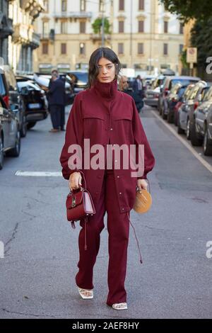 Milan, Italy - February 21, 2019: Street style – Woman wearing Fendi before  a fashion show during Milan Fashion Week - MFWFW19 Stock Photo - Alamy