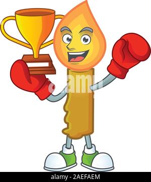 Funny Boxing gold candle cartoon character style Stock Vector Image ...