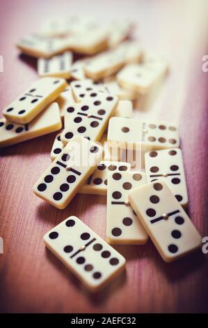domino tiles scattered Stock Photo