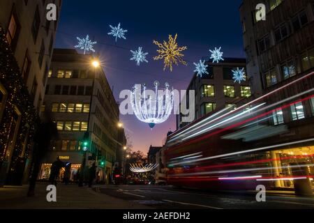 Beautiful Christmas lights on the corner of Conduit Street, Old Bond Street and Bruton Street Stock Photo
