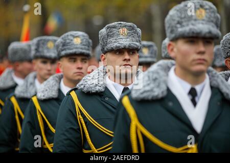 Bucharest, Romania - December 01, 2019: Republic of Moldova soldiers take part at the Romanian National Day military parade. Stock Photo