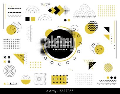 Abstract yellow and black geometric shape of modern elements cover design. Use for poster, artwork, template design, ad, print. illustration vector Stock Vector