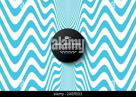 Abstract blue wavy of minimal line design for headline and title. Use for poster, artwork, print, ad, report. illustration vector eps10 Stock Vector