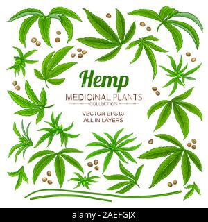 hemp elements set Stock Vector