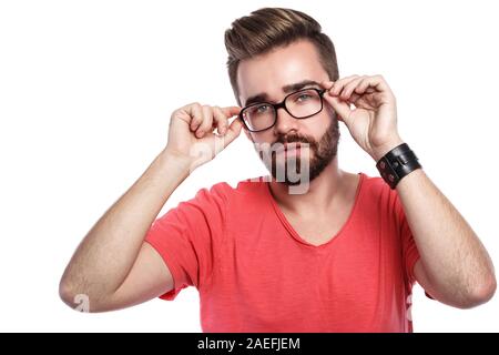 Stylish bearded man in eyeglasses Stock Photo