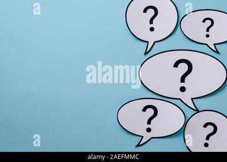 Speech or thought bubbles with question marks Stock Photo