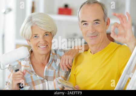 senior couple doing diy at home Stock Photo