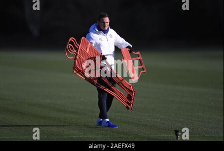 Chelsea manager Frank Lampard during a training session at Cobham Training Session, Cobham. Stock Photo