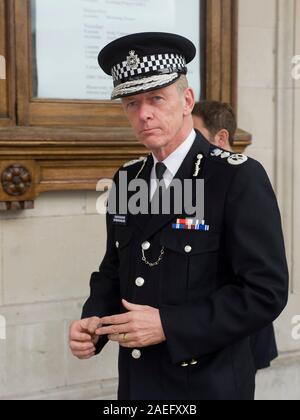Doreen Lawrence with Metropolitan Policer commissioner Bernard Hogan-Howe at the 20th anniversary memorial of the death of Stephen Lawrence. Stock Photo