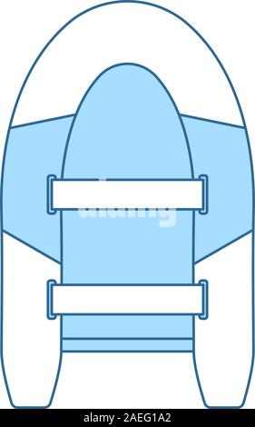 Icon Of Rubber Boat. Thin Line With Blue Fill Design. Vector Illustration. Stock Vector
