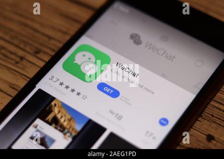 Los Angeles, California, USA - 26 November 2019: WeChat App Store page close up on desk top view, Illustrative Editorial. Stock Photo