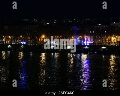 Rhone quays, Festival of the Lights 2019, Lyon, France Stock Photo