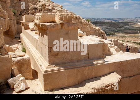 Herod's tomb at Herodion a castle fortress built by King Herod 20 B.C.E. Israel, West Bank, Judaea, Stock Photo