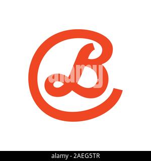 Script Initial B Lettermark in Circle Vector Symbol Graphic Logo Icon Design Template Stock Vector