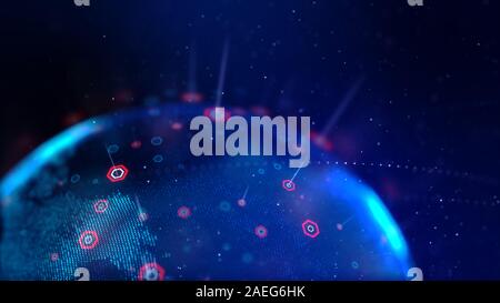 Dotted World map of hexagonal dots on white background Stock Photo - Alamy