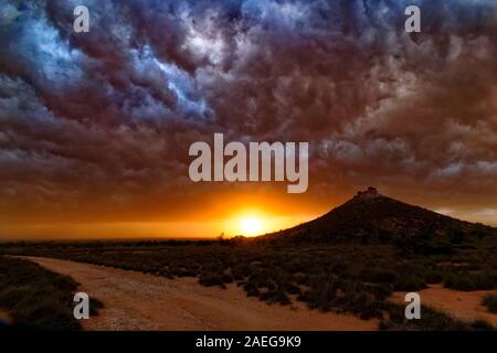 Stormy sunset, Pilbara, Western Australia Stock Photo