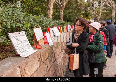 Shanghai Marriage Market or Matchmakers Corner in People's Park, Shanghai, China Stock Photo