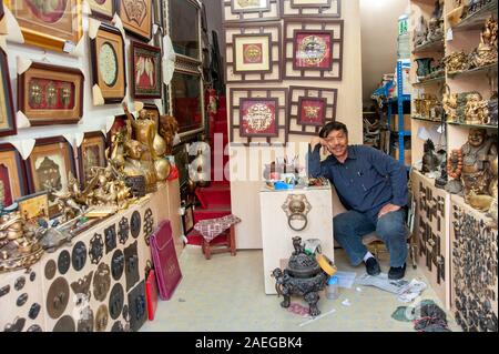 Portrait of shopkeeper, Shanghai, China Stock Photo