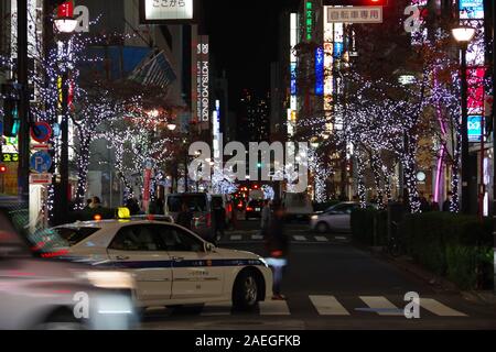 ginza, tokyo, japan, 12/04/2019 , night view of the Ginza city in Tokyo Stock Photo