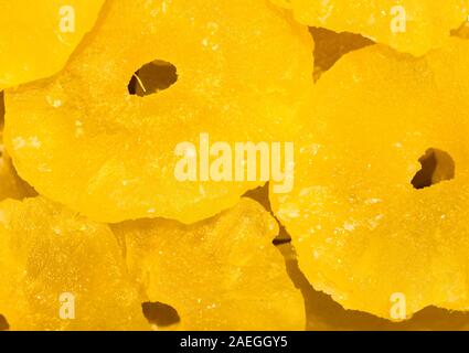 Dried pineapple (ananas) slices in the candy shop Stock Photo