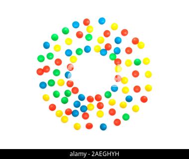 Multicolored children's mosaic on a white background in the form of a circle, copy space, ready to play Stock Photo