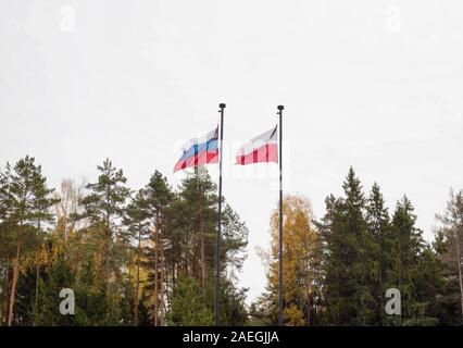 Katyn Russia 12.10.2019: International memorial to victims of political repression. Located in Katyn Forest. Exhibition Center. Stock Photo