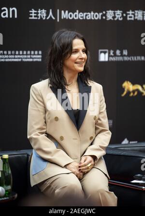 December 9, 2019, Macao, Macao SAR, China: MACAO,MACAO SAR,CHINA: NOVEMBER 6th 2019. The 4th International Film festival and Awards Macao 2019 ( IFFAM 2019) French actress, Juliette Binoche joins Chinese Director, Diao Yinan in conversation about her films the the IFFAM artistic director, Mike Goodridge, moderating at the Macau cultural centre (Credit Image: © Jayne Russell/ZUMA Wire) Stock Photo