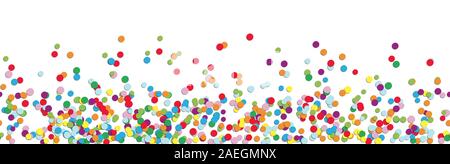 vector panorama illustration of different colored confetti with free white space for text for carnival, sylvester or party time on white background Stock Vector