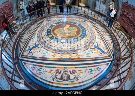 Rome, Italy - Oct 06, 2018: Original Byzantine mosaic from Constantinople at the Pio Clementine Museum in the Vatican Stock Photo