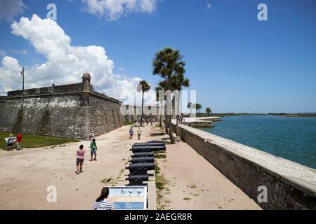 third system water battery outside castillo de san marcos fort marion historic stone fortress st augustine florida usa Stock Photo
