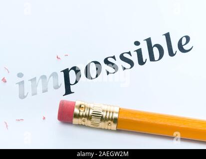 Word and pencil with eraser close-up Increased focus area Stock Photo