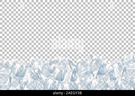 Translucent snow with ice. Vector illustration. Transparent pattern. Stock Vector
