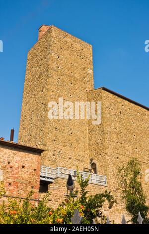 Bell tower of Castello dei Conti Guidi in Vinci, Tuscany, Italy Stock Photo