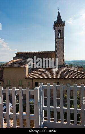 Bell tower at Castello dei Conti Guidi in Vinci, Tuscany, Italy Stock Photo
