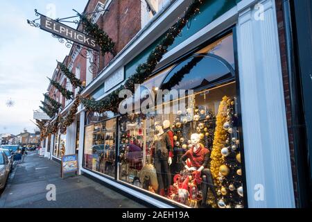 Elphicks department store in Farnham town centre with Christmas decorations, Surrey, UK Stock Photo