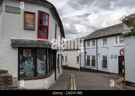 View of stores and old caf� along street, Kinsale, County Cork, Ireland Stock Photo