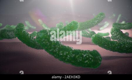 3d illustration viruses causing infectious diseases, decreased immunity. Concept of viral disease. Virus abstract background. Cell infect organism Stock Photo